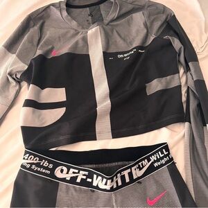 Off-White Black and Gray Activewear Set with Pink Accents